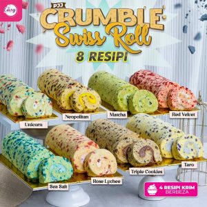 Kelas Online Crumble Swiss Roll (8 Resepi)